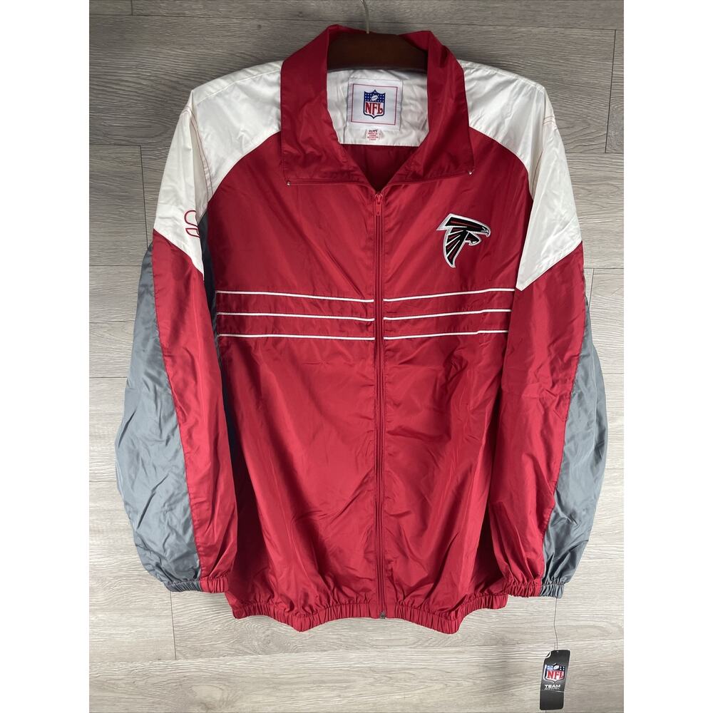 ATLANTA FALCONS NFL Team Apparel Windbreaker Jacket Red Gray XL NWT
